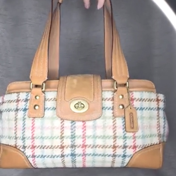 Coach Wool Hampton Tattersall Satchel Vintage - Picture 1 of 15